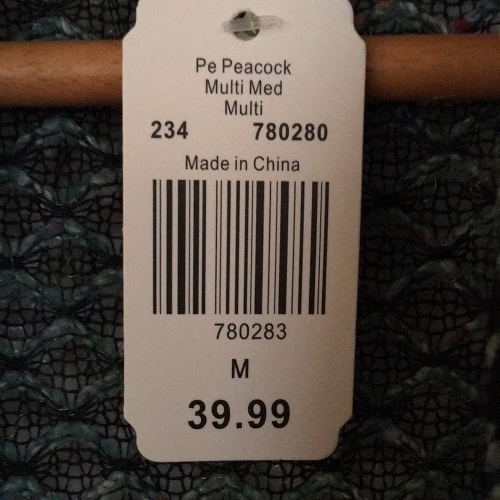 Sleeveless cardigan. Multi-colored with teals and blues. - Picture 4 of 11